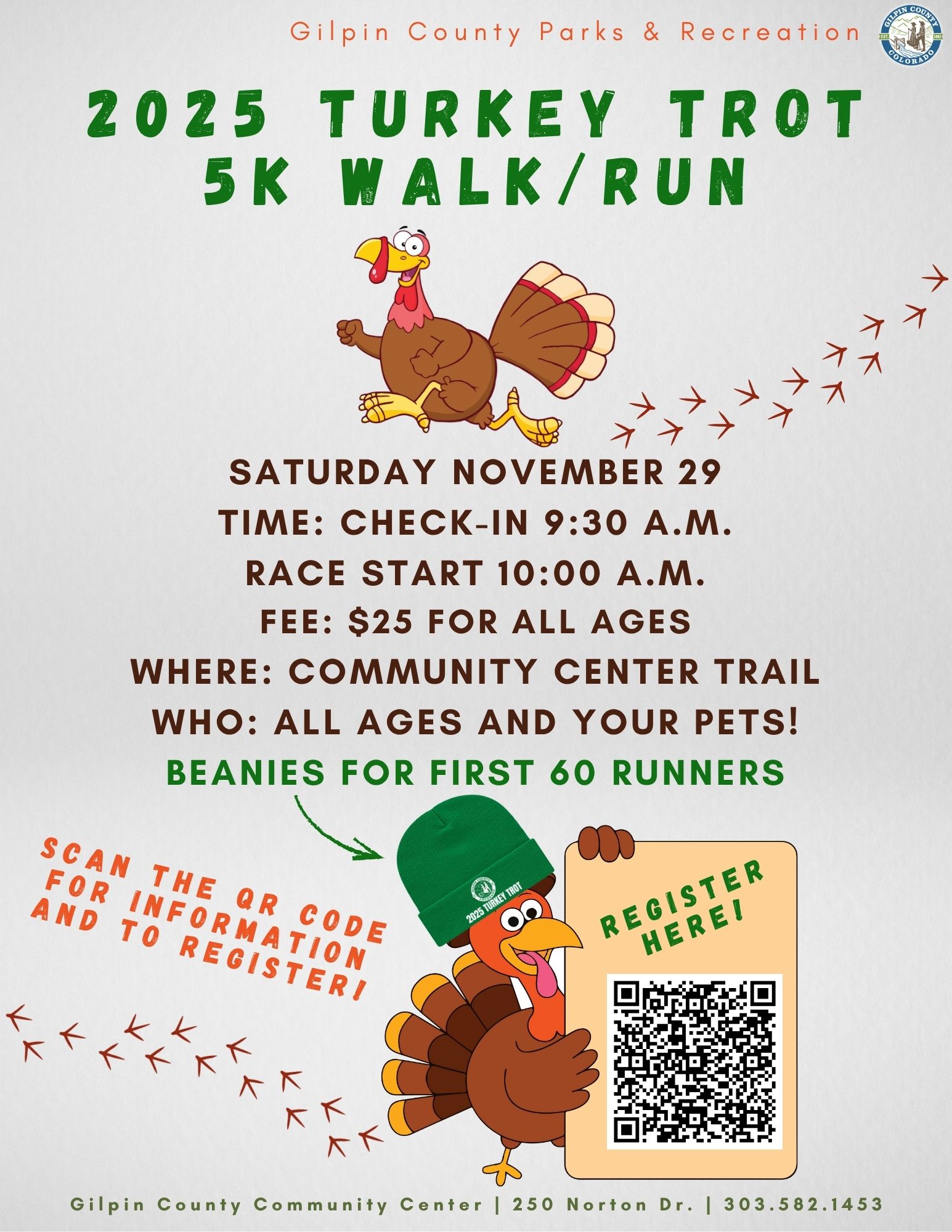 Flyer for Turkey Trot with information as shared above.