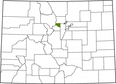 Map of Colorado Counties with Gilpin County Highlighted