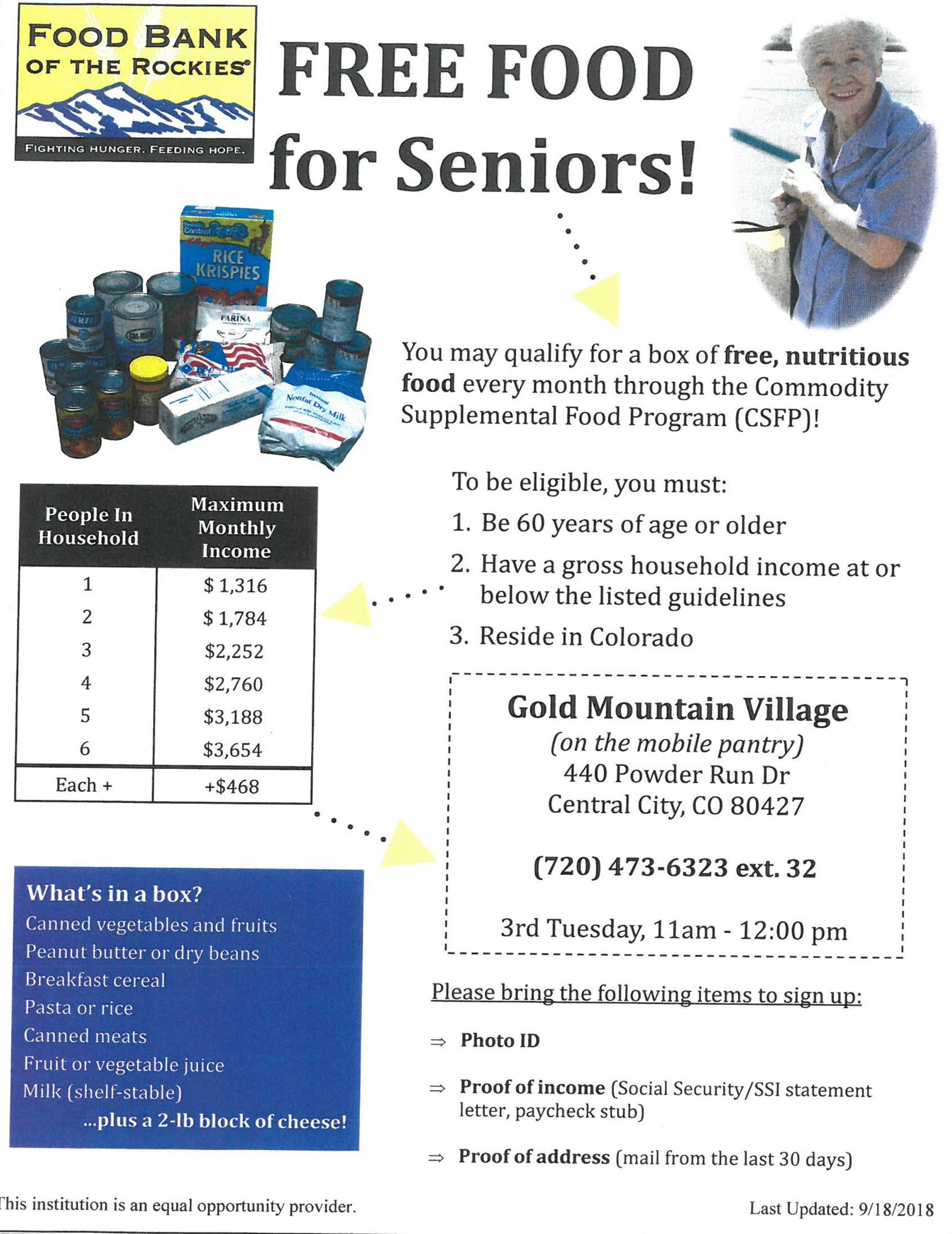 Free Food for Seniors Flyer