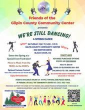 Flyer for the Friends of the Gilpin County Community Center "We're Still Dancing!" fundraiser